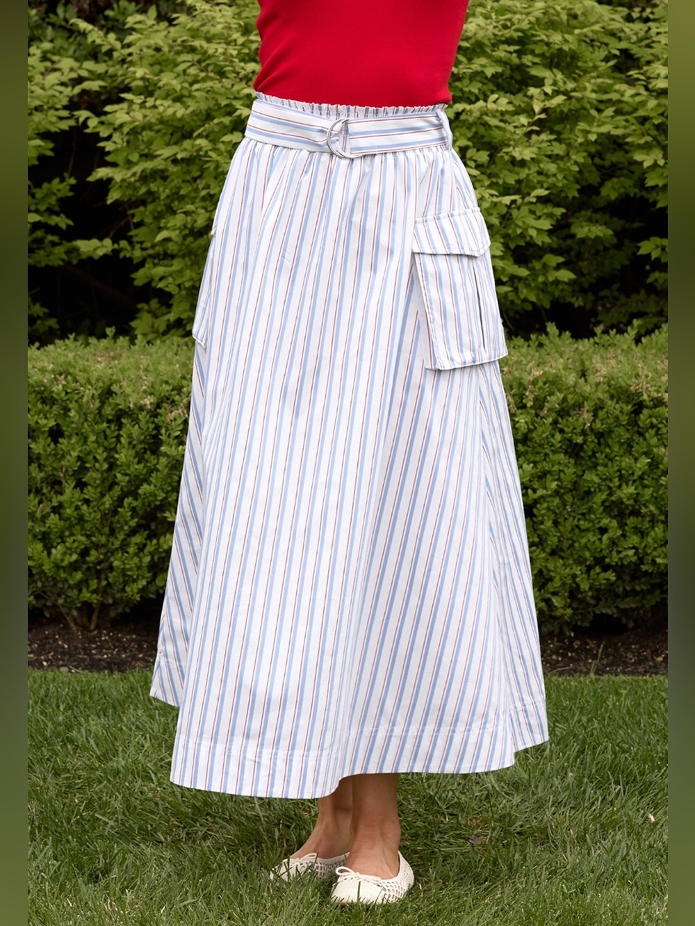 Ivy City Lizzy Skirt in Heritage Stripe Color Red White Blue Size XSmall NWT